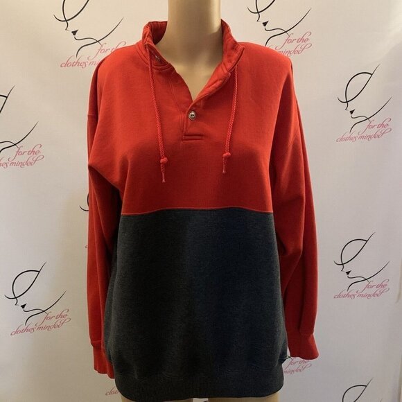 Cheetah. Size M. Two Tone Pullover Placket Sweatshirt. Drawstring Neck. D. - Picture 1 of 5